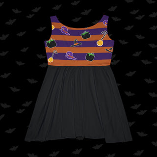 Orange and Purple Witches Skater Dress (XS, S, M, L, XL, and 2XL)