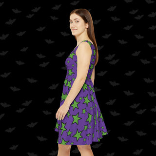 Halloween Jester Ghoul Stars Skater Dress (XS, S, M, L, XL, and 2XL)