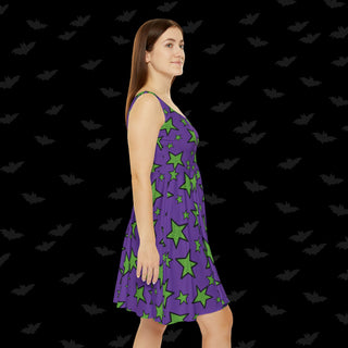 Halloween Jester Ghoul Stars Skater Dress (XS, S, M, L, XL, and 2XL)