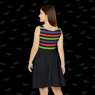 Half Halloween Stripes Skater Dress