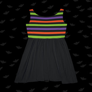 Half Halloween Stripes Skater Dress