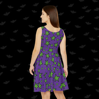 Halloween Jester Ghoul Stars Skater Dress (XS, S, M, L, XL, and 2XL)