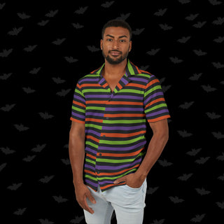 Halloween Stripes Unisex Button Up (XS, S, M, L, XL, and 2XL)