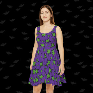 Halloween Jester Ghoul Stars Skater Dress (XS, S, M, L, XL, and 2XL)