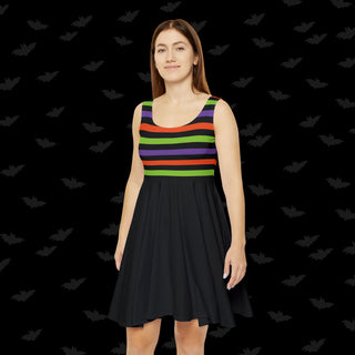 Half Halloween Stripes Skater Dress