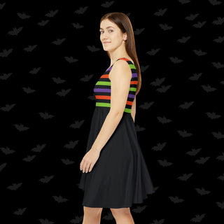 Half Halloween Stripes Skater Dress