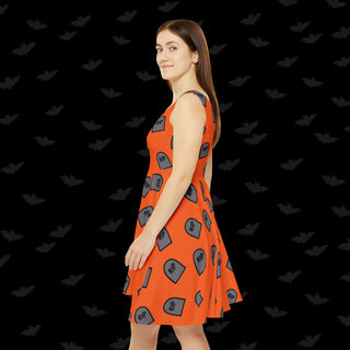 RIP Tombstone Orange Skater Dress (XS, S, M, L, XL, and 2XL)