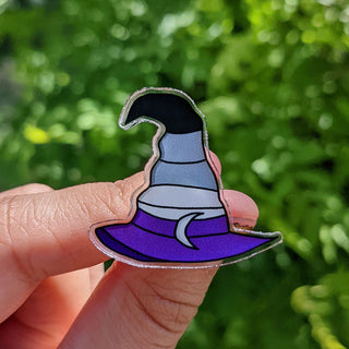 Asexual Pride Flag Witch Hat Pin