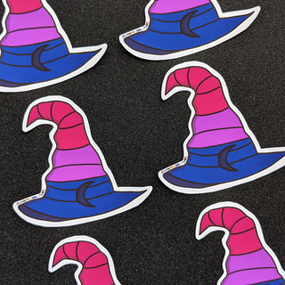 Bisexual Pride Flag Witch Hat Sticker