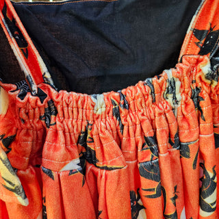 Black Witch Cat Orange 1 of 1 Tie Strap Flare Dress *Sample* (S/M)