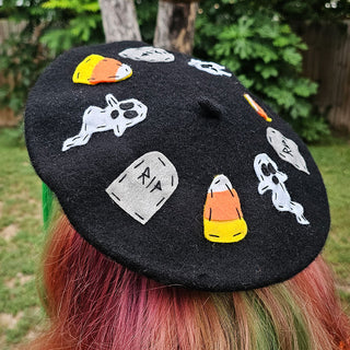 Candy Corn Graveyard Beret