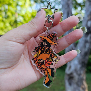 Fall Leaf Witch Keychain