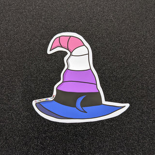 Genderfluid Pride Flag Witch Hat Sticker