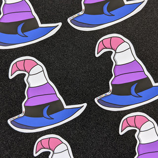 Genderfluid Pride Flag Witch Hat Sticker