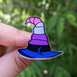 Genderfluid Pride Flag Witch Hat Pin