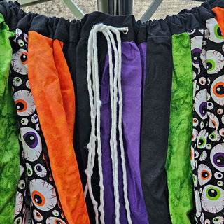 Halloween Colors Eyeball Fabric Panel Mini Skirt (24"-121"Drawstring Waist)