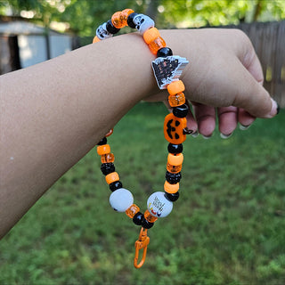 Jack-o-lanterns Beaded Wristlet Keychain