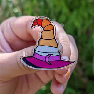 Lesbian Pride Flag Witch Hat Pin