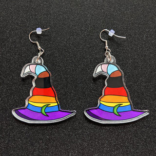 Progress Pride Flag Witch Hat Earrings