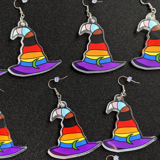 Progress Pride Flag Witch Hat Earrings