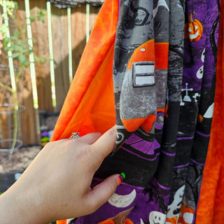 Pumpkin Patch Ghosts Glow in the Dark Quilt Panel Mini/Midi Skirt (28"-30" Waist and 34"-36" Waist)