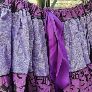 Purple Witches Flare Mini Skirt (24"-76"Drawstring Waist)