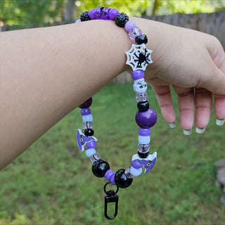 Purple Witchy Vibes Beaded Wristlet Keychain