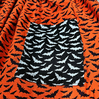 Red Orange and Black with Bats Tie Strap Smock Dress (5XL)