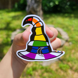 Straight Alley Pride Flag Witch Hat Sticker