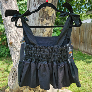 Summerween Tie Strap Elastic Back Smock Top (XS and 2XL)