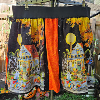 Trick-or-Treating on Halloween Quilt Panel Mini/Midi Skirt *Sample* (43"-45" Waist)