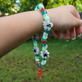 Watermelon Summerween Beaded Wristlet Keychain