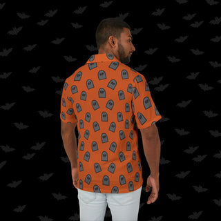 RIP Tombstone Orange Unisex Button Up (XS, S, M, L, XL, and 2XL)