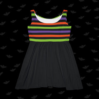 Half Halloween Stripes Skater Dress
