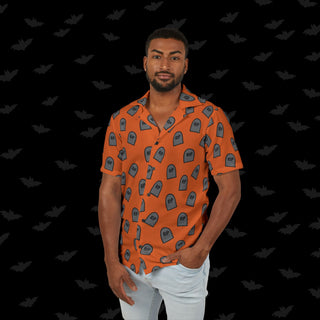 RIP Tombstone Orange Unisex Button Up (XS, S, M, L, XL, and 2XL)