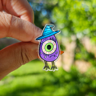 Eyeball Witch Egg Pin