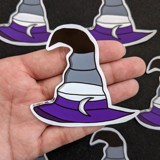 Asexual Pride Flag Witch Hat Sticker