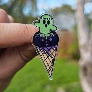 Ghostly Ice Cream Cone Pin