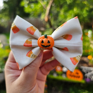 Beige Candy Corns with Spiders Hair Bow Clips - 2 Pack