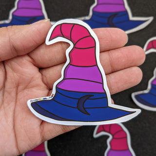 Bisexual Pride Flag Witch Hat Sticker