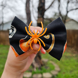 Black Jack-o-lanterns with Spider Hair Bow Clips - 2 Pack