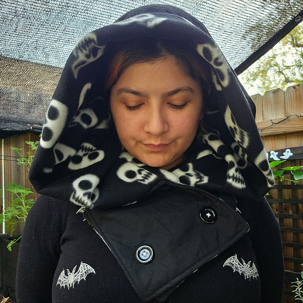 Black Skull Hooded Scarf – Sparkling Punk