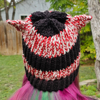 Black and Peppermint Elf Ear Beanie
