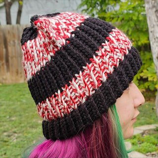 Black and Peppermint Elf Ear Beanie