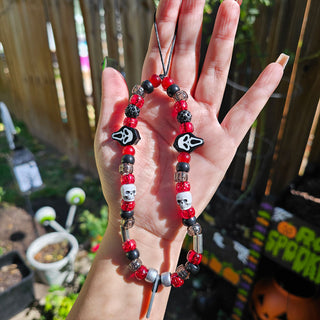 Bloody Slasher Man Beaded Wristlet Phone Charm