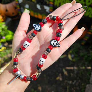 Bloody Slasher Man Beaded Wristlet Phone Charm
