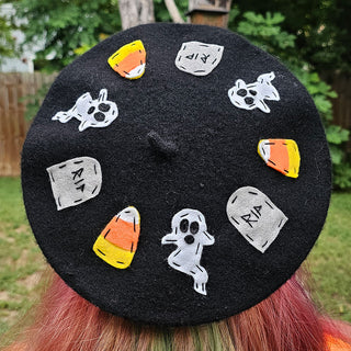 Candy Corn Graveyard Beret