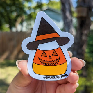 Candy Corn Jack-o-lantern Witch Sticker