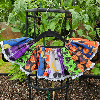 Colorful Halloween Scrap Fabric Clown Collar with White Ruffle Trim