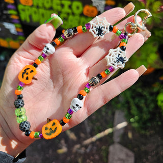 Colorful Halloween Vibes Beaded Wristlet Keychain